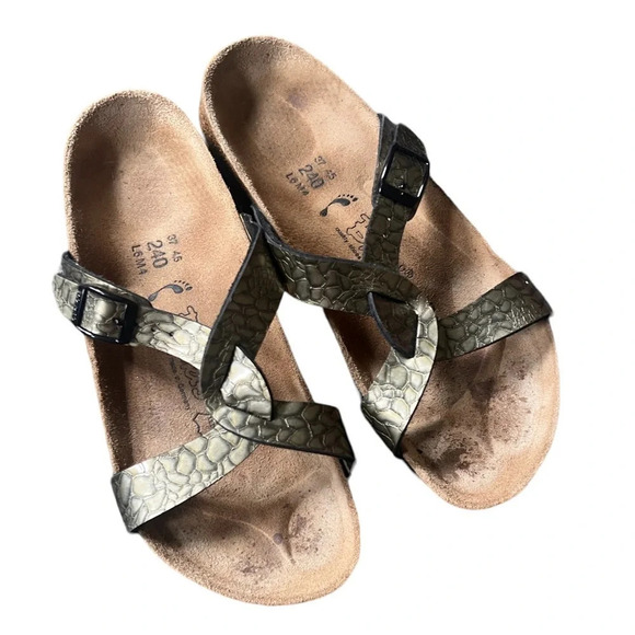 Birkenstock Shoes - Birkenstock Silver Scale Sandals, size 37